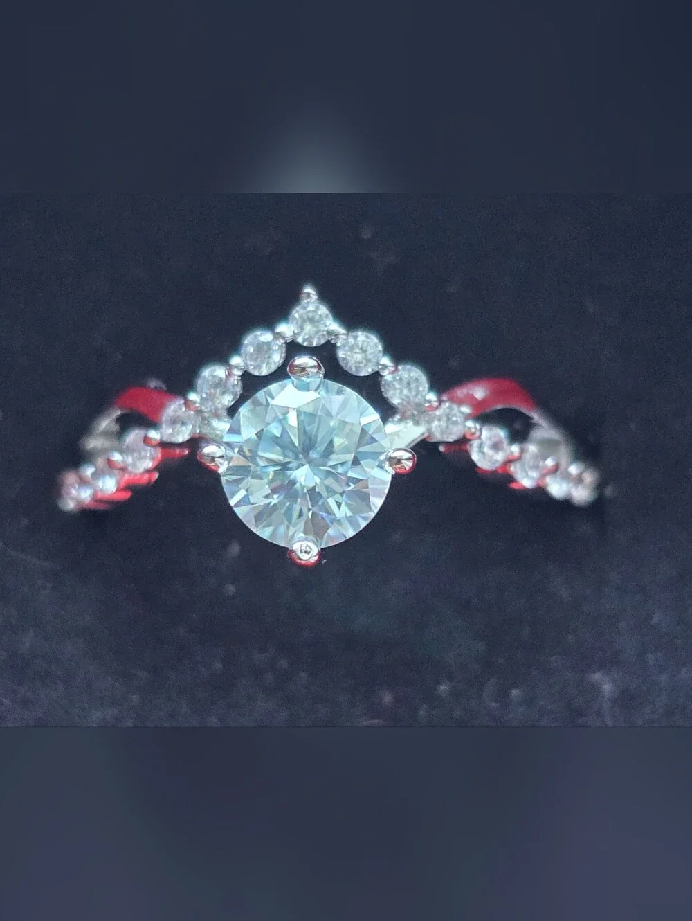 1CTW Round Cut Brilliant Turquoise Moissanite Ring